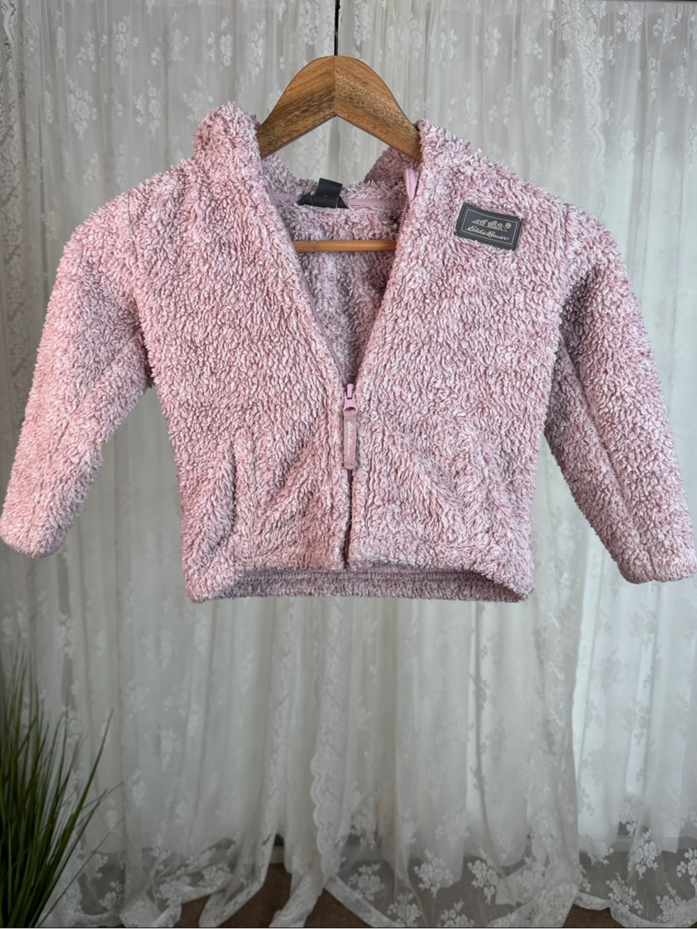 (5for$12) Eddie Bauer Plush Zip-Up Jacket in Light Pink 3T